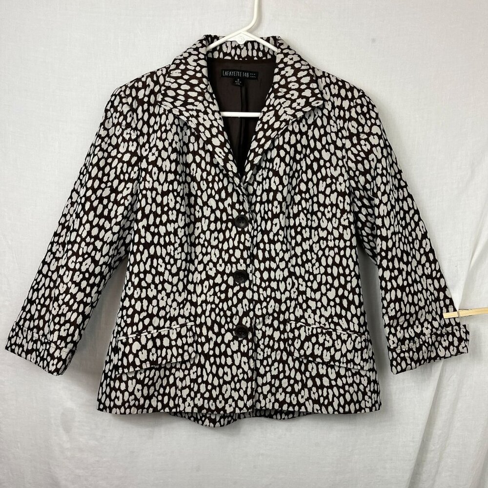 Lafayette 148 Giraffe Animal‎ Print Blazer Womens 8 Professional Office Mature